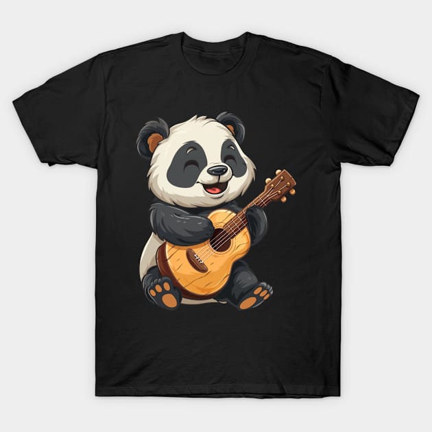 Panda Playing Ukulele - Panda Bear Japanese T-Shirt by Anassein.os